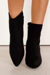 Under Control Faux Suede Heeled Booties (Black) - NanaMacs