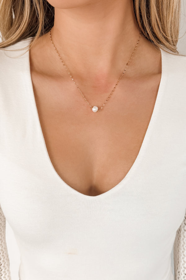 Sunset Tide Pearl Necklace And Earring Set (Gold)