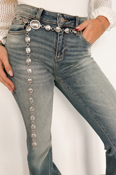 Southern Smirk Mini Concho Chain Belt (Silver)