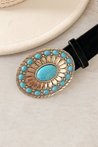 Wild West Wish Concho Buckle Belt (Gold/Black)