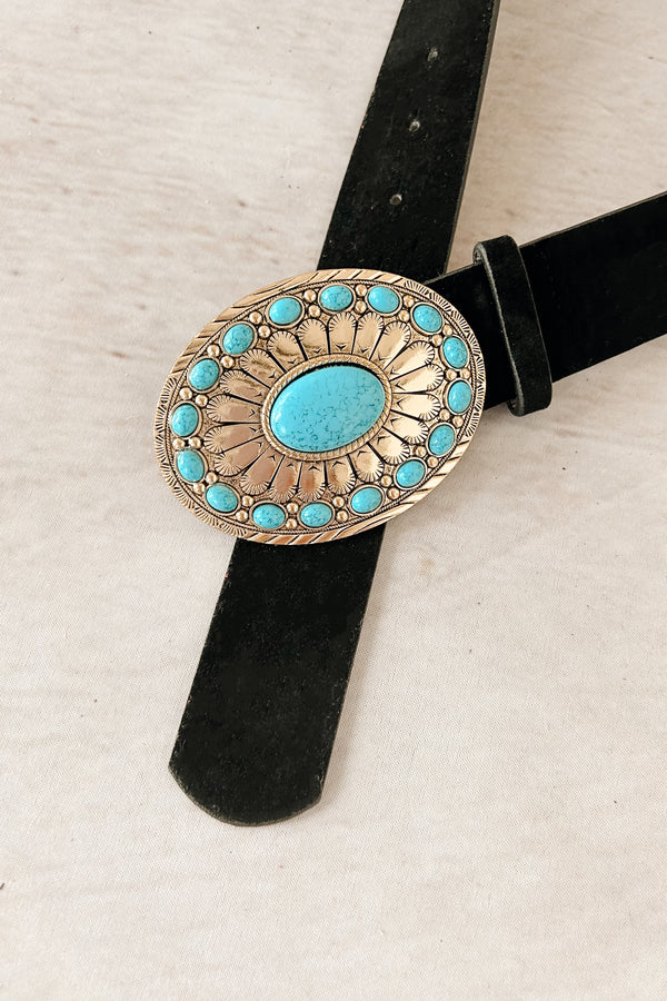 Wild West Wish Concho Buckle Belt (Gold/Black)