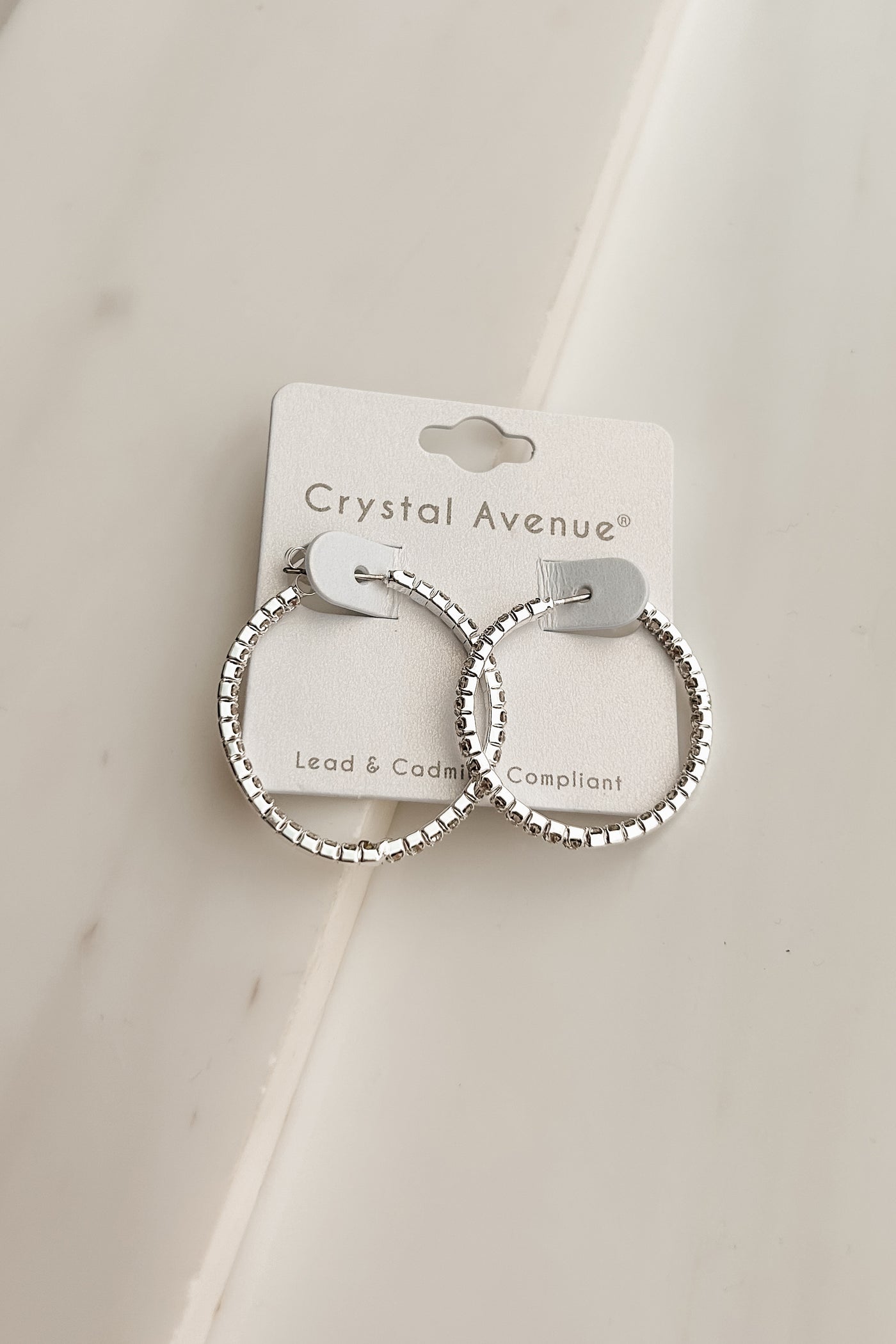 City Chic Rhinestone Hoop Earrings (Silver) - NanaMacs