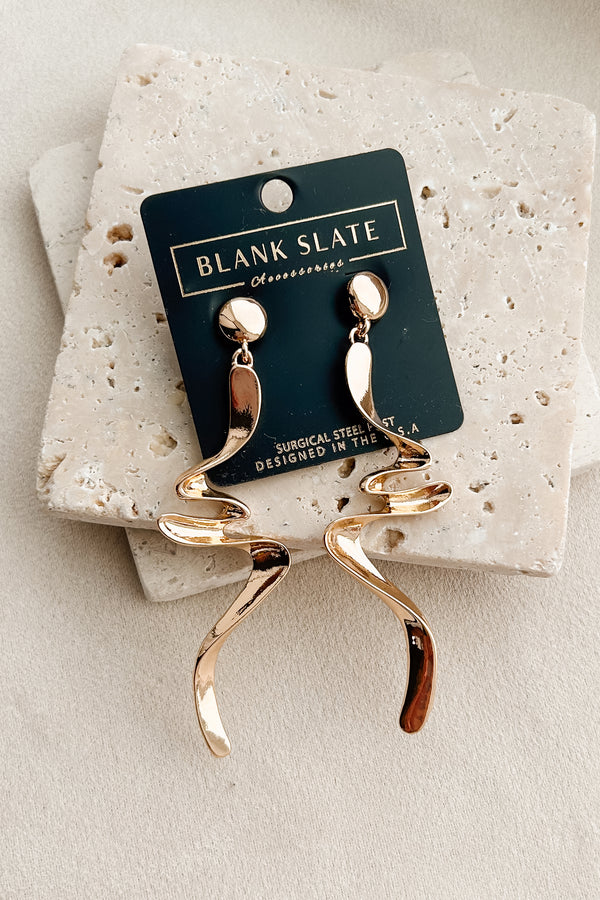 Flirt A Little Zig-Zag Dangle Earrings (Gold)