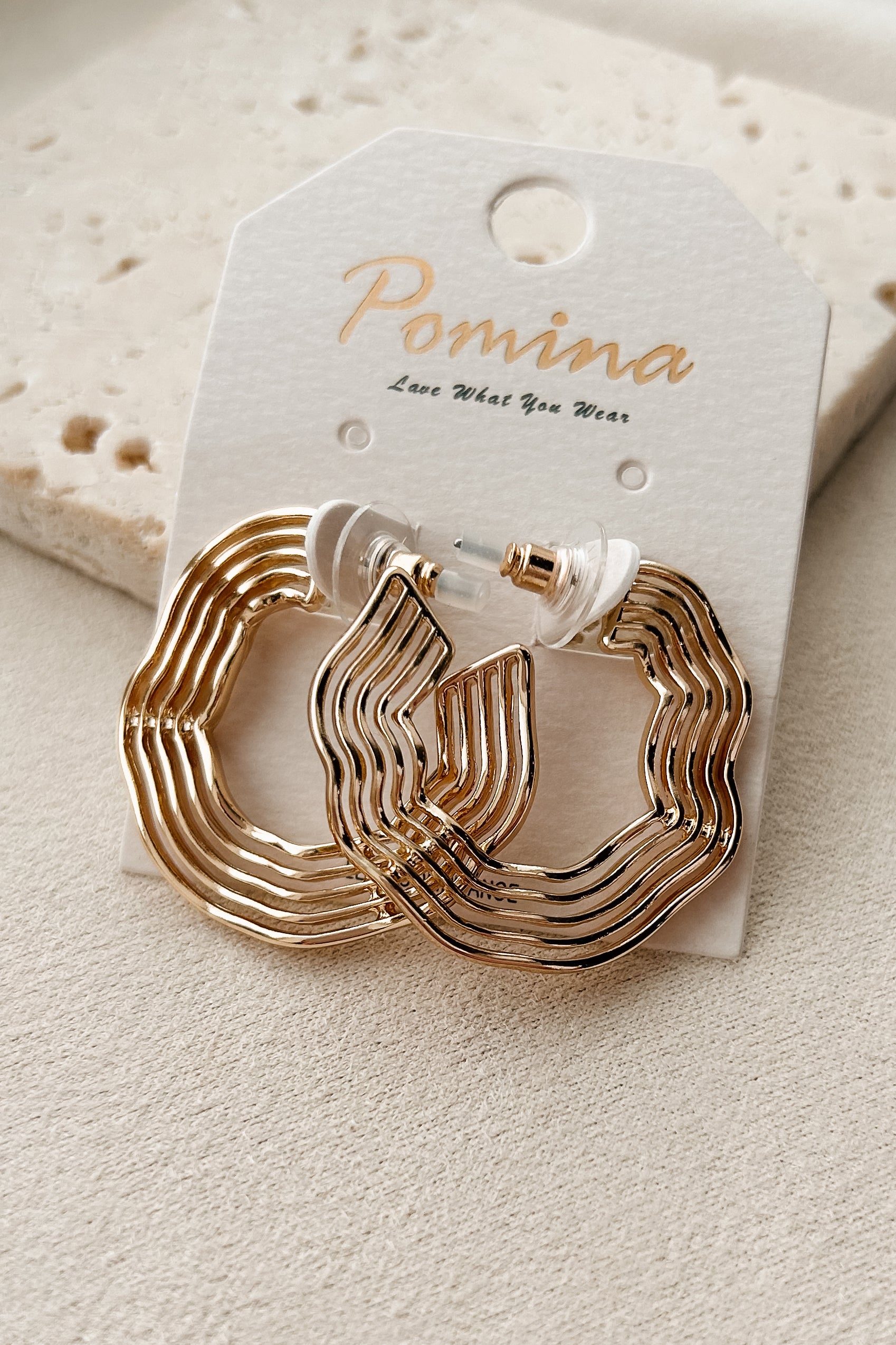 Riding The Wave Layered Hoop Earrings (Gold) - NanaMacs