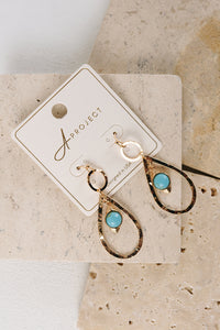Under Stars Teardrop Dangle Earrings (Turquoise Gold)