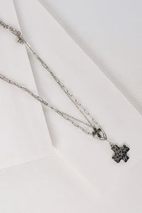 Grace Held Layered Hammered Cross Necklace (Silver) - NanaMacs