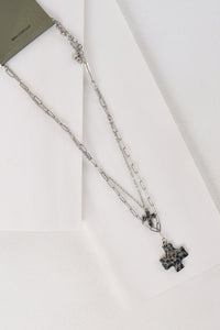 Grace Held Layered Hammered Cross Necklace (Silver) - NanaMacs