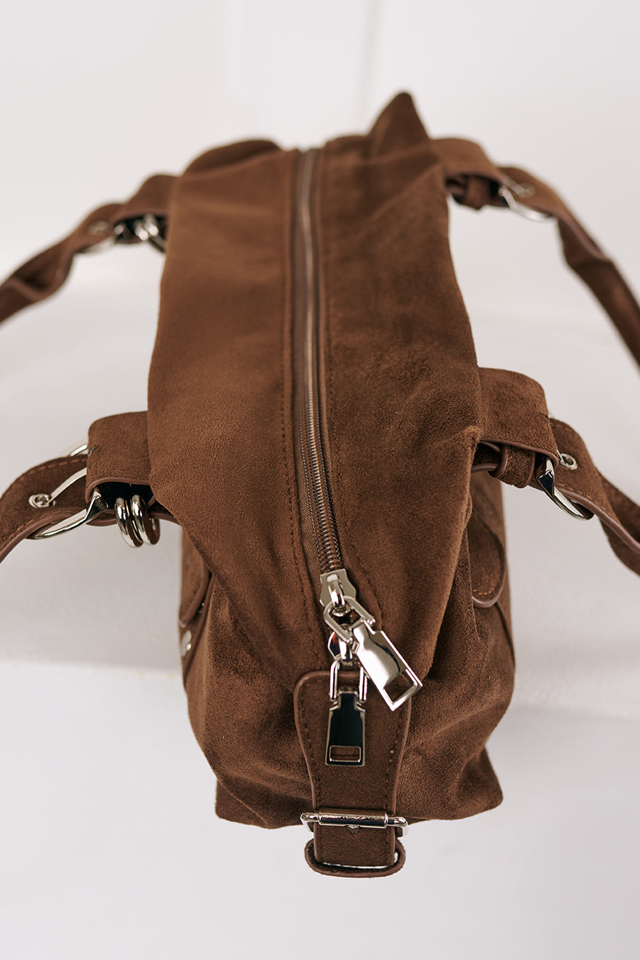 Fierce Calm Studded Faux Suede Bag (Dark Brown) - NanaMacs