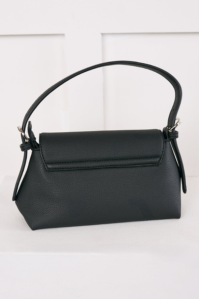 Turn On Charm Faux Leather Handbag (Black) - NanaMacs