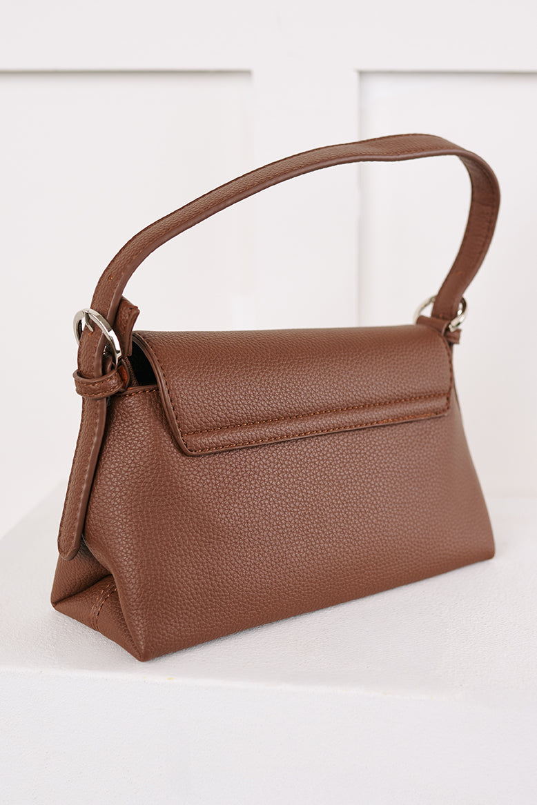 Turn On Charm Faux Leather Handbag (Brown) - NanaMacs