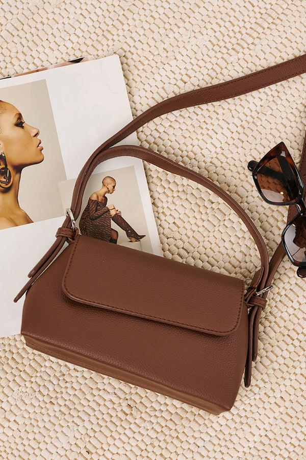 Turn On Charm Faux Leather Handbag (Brown) - NanaMacs