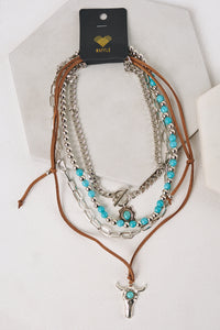 Rustic Darling Layered Western Necklace (Silver) - NanaMacs