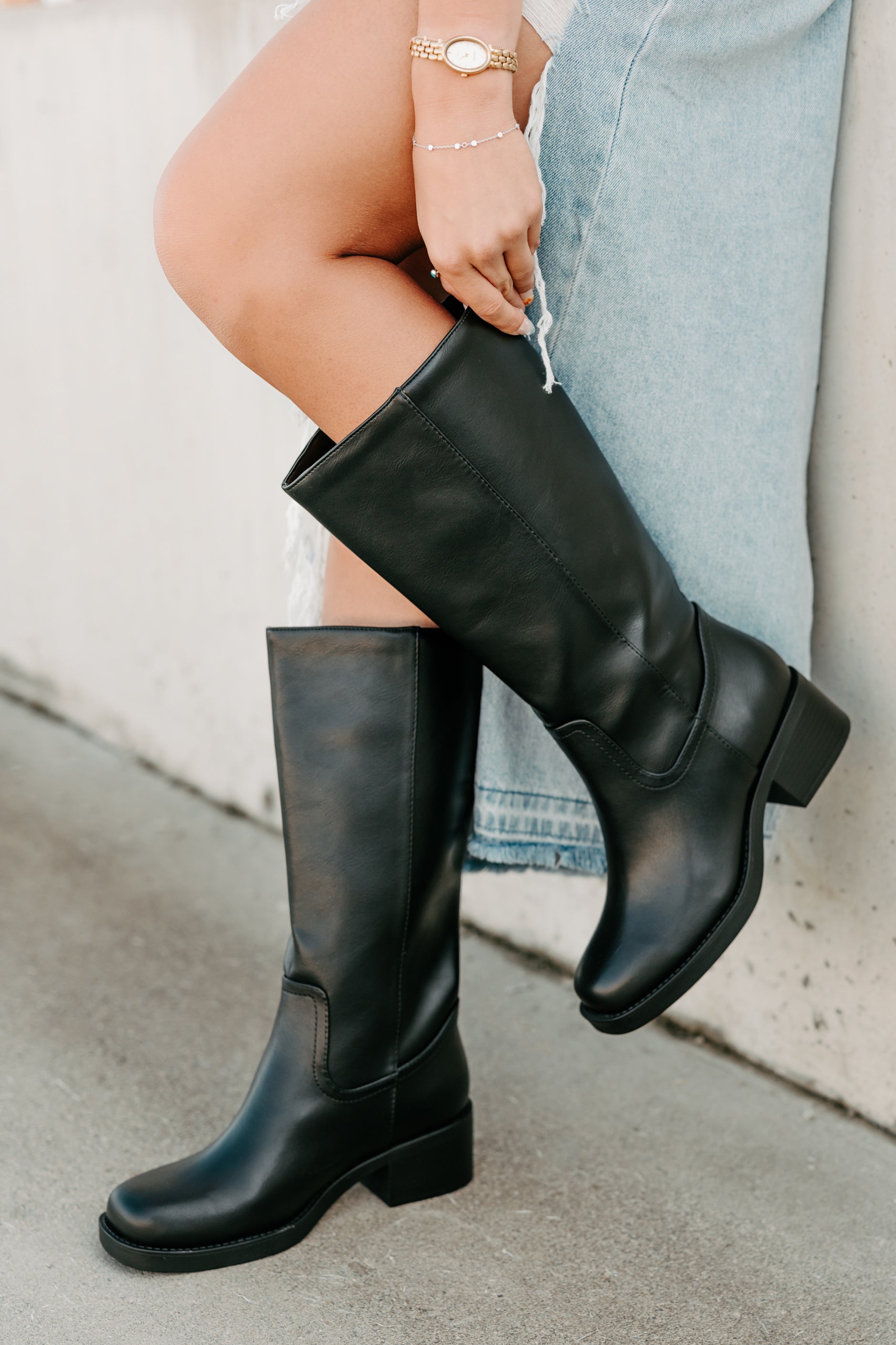 Women's Off The Trail Mid-Calf Faux Leather Boots in Black - Size 7 Women's Off The Trail Mid-Calf Faux Leather Boots in Black - Size 7