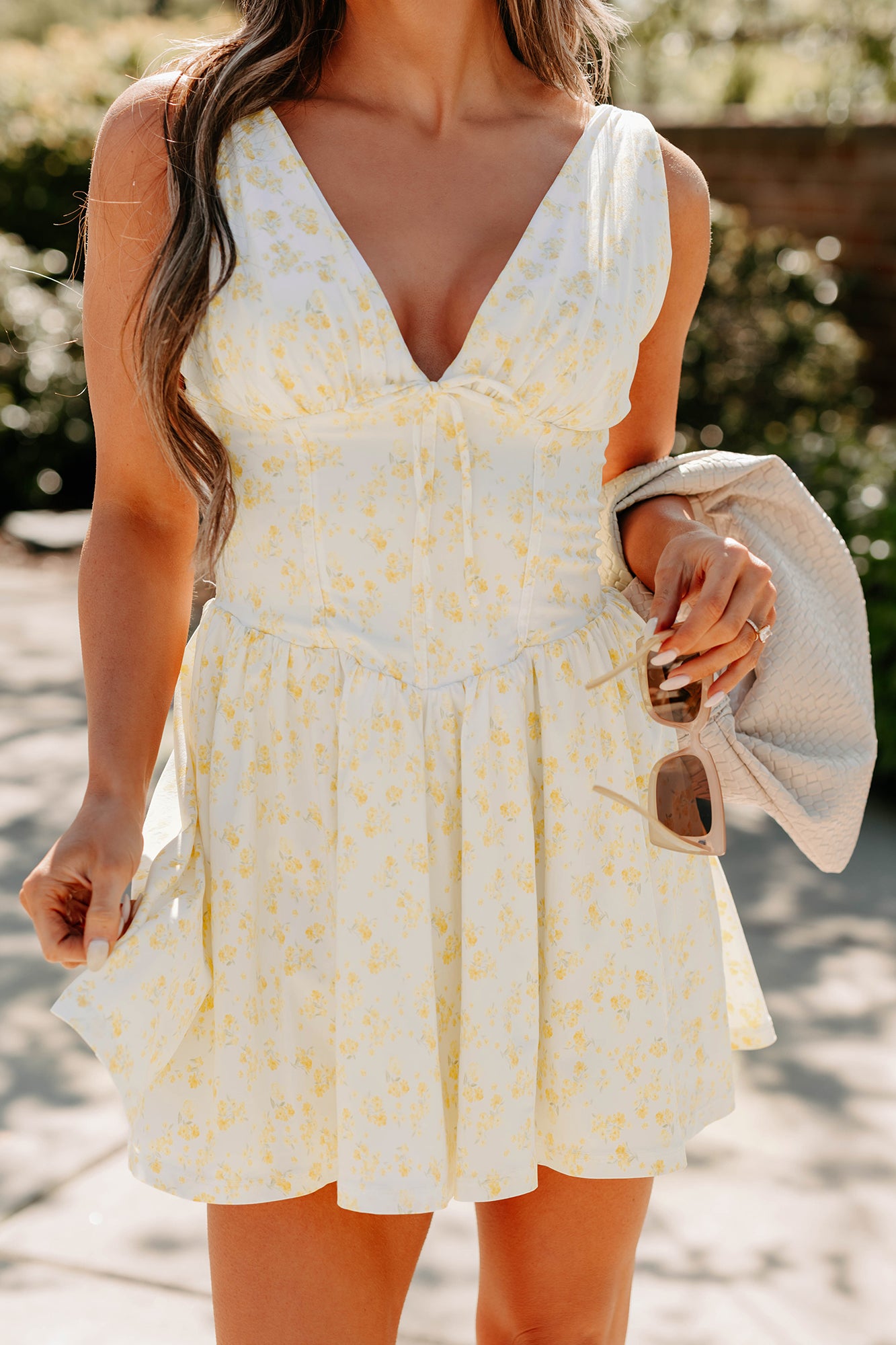 yellow mini dress Women's Stop & Bloom Sleeveless Floral Mini Dress in Yellow