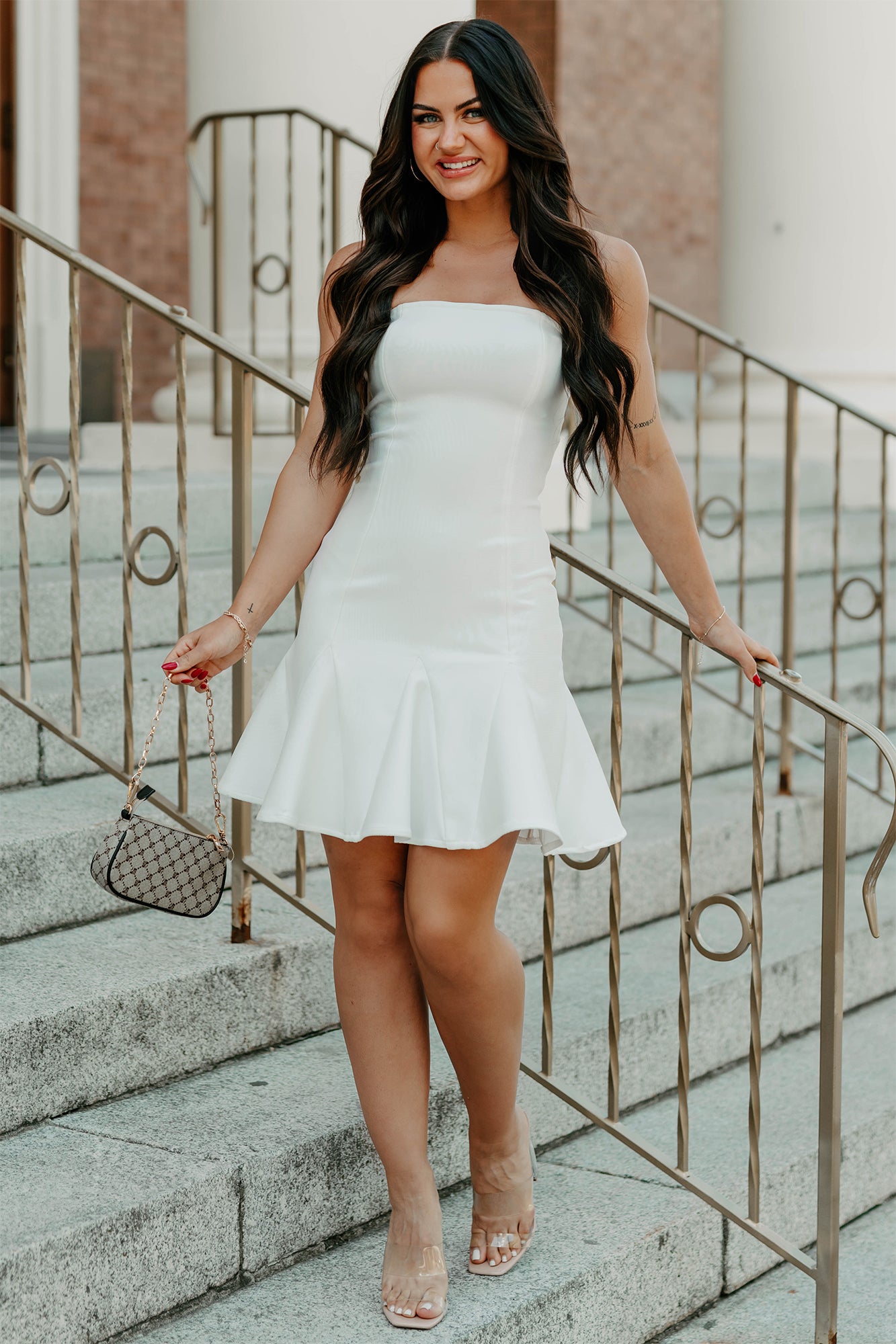 Bold & Beautiful Strapless Mini Dress (White) - NanaMacs
