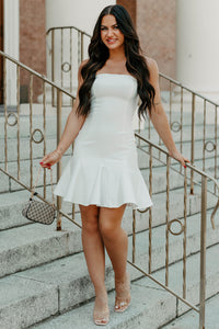 Bold & Beautiful Strapless Mini Dress (White) - NanaMacs
