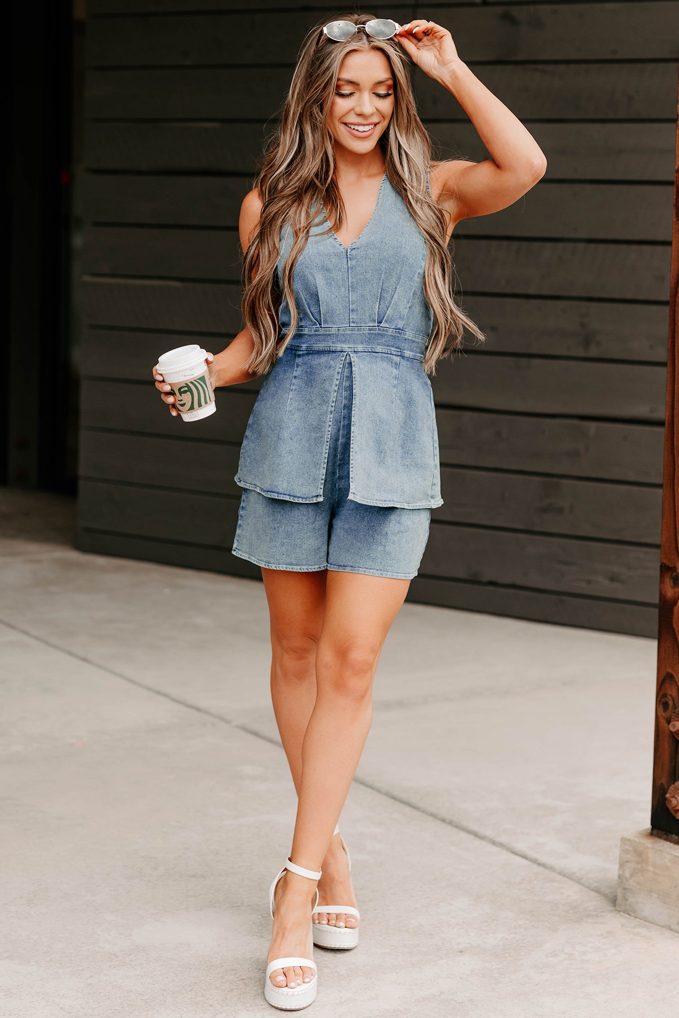 Drama In Denim Sleeveless Romper (Denim) · NanaMacs