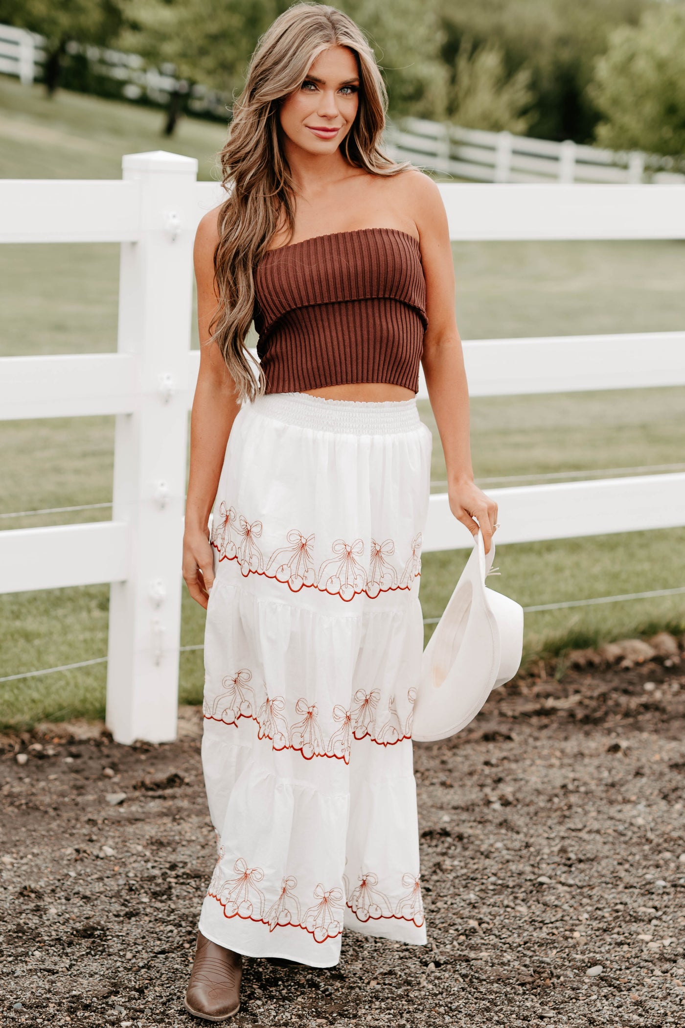 Cozy Corner Ribbed Strapless Fold Over Top (Chestnut) - NanaMacs