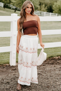 Cozy Corner Ribbed Strapless Fold Over Top (Chestnut) - NanaMacs