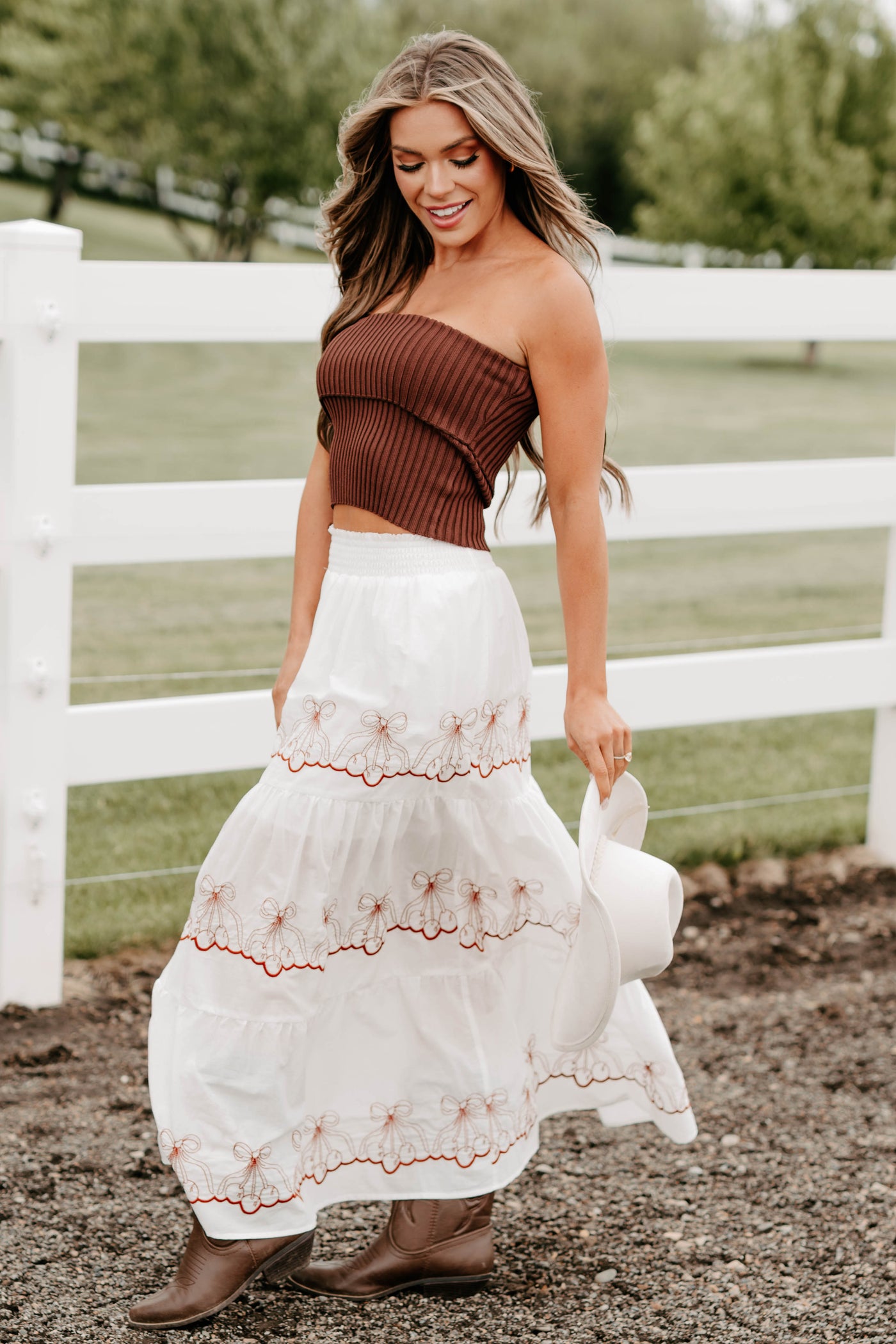 Cozy Corner Ribbed Strapless Fold Over Top (Chestnut) - NanaMacs