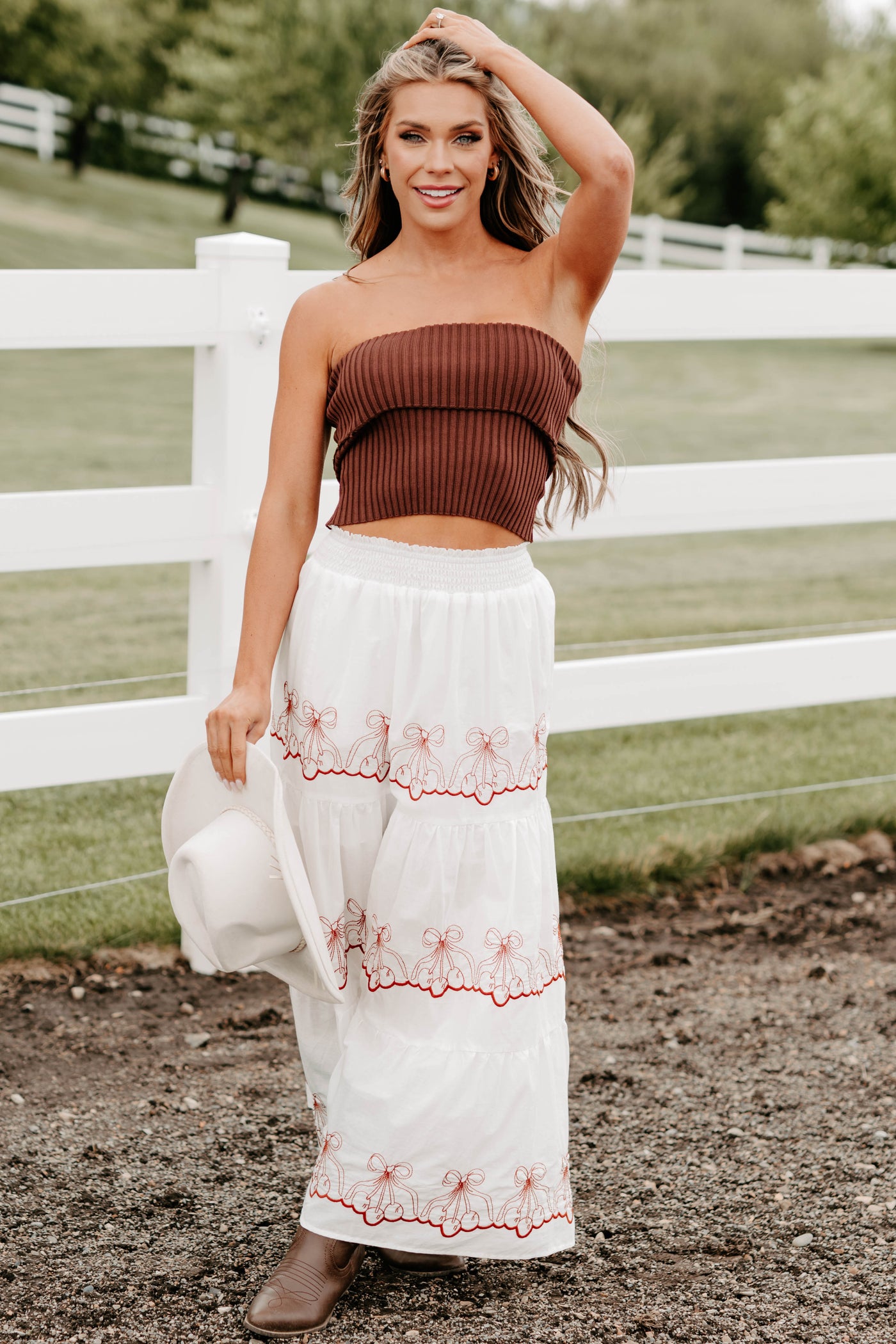 Cozy Corner Ribbed Strapless Fold Over Top (Chestnut) - NanaMacs