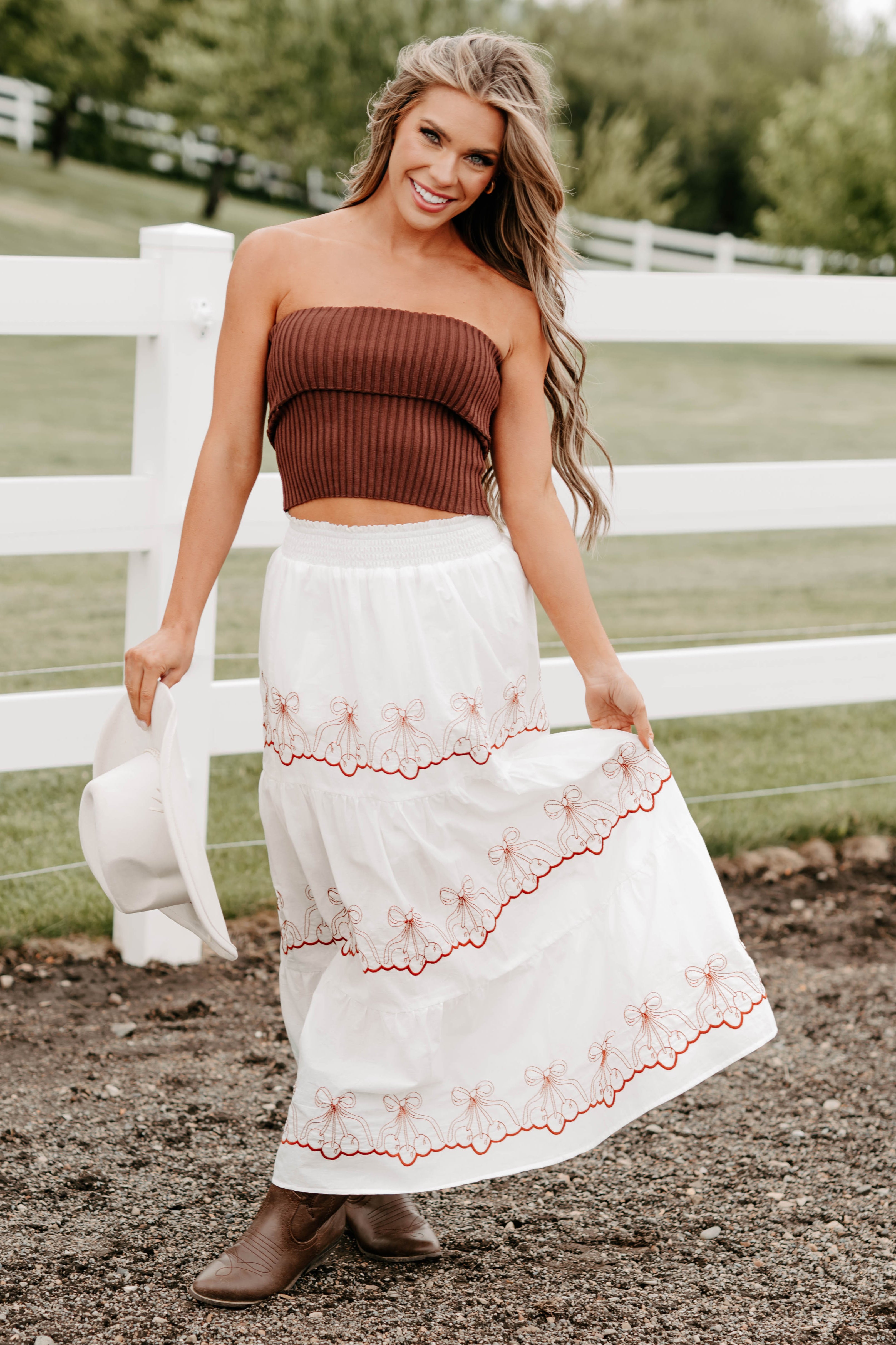 Cozy Corner Ribbed Strapless Fold Over Top (Chestnut) - NanaMacs