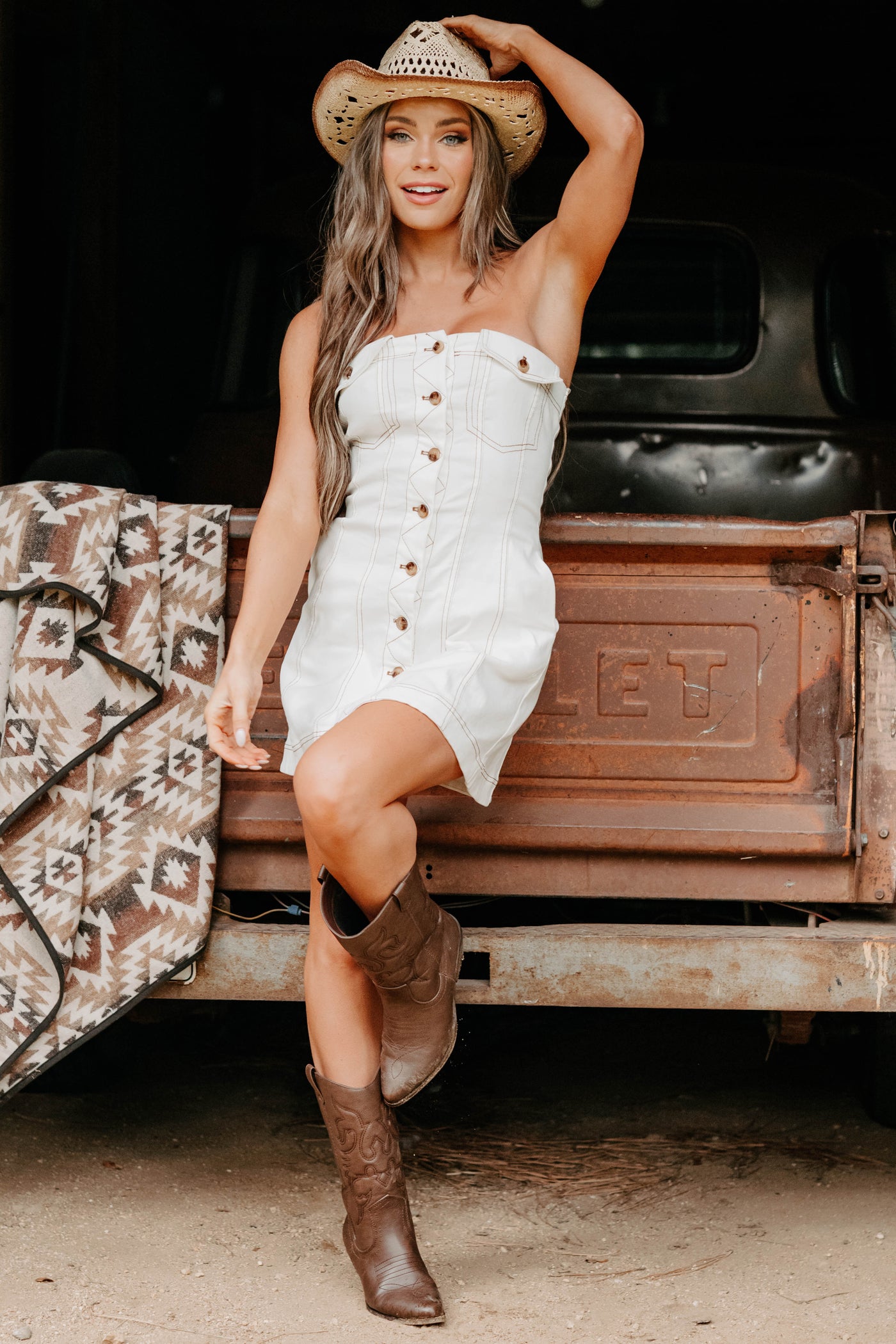 Women's in Her Element Strapless Denim Mini Dress in White - Size S Women's in Her Element Strapless Denim Mini Dress in White - Size S