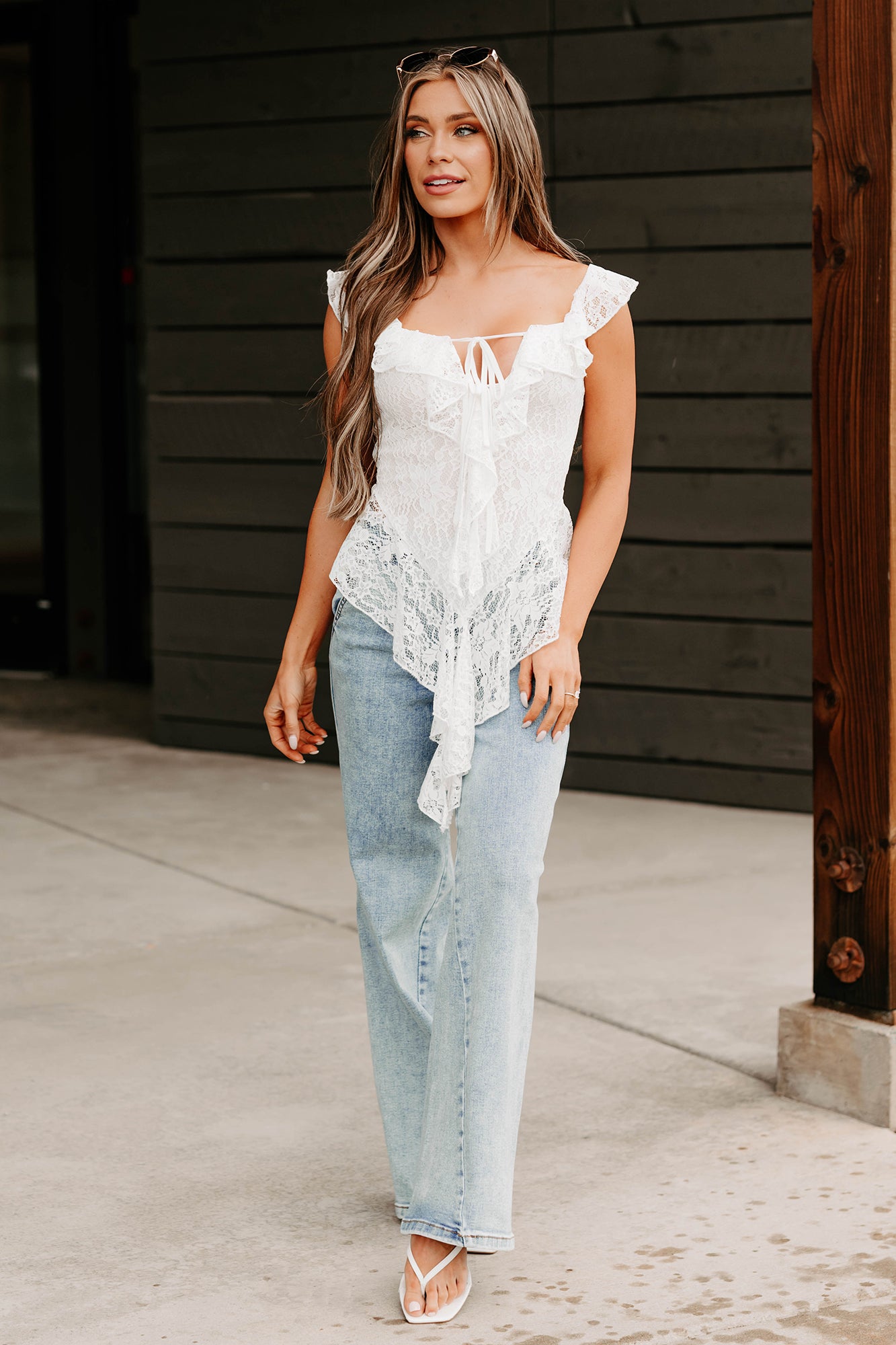 ま*ろ様 andmary Emma lace tops white Soft Serenade Ruffle Lace Top (Off White) · NanaMacs