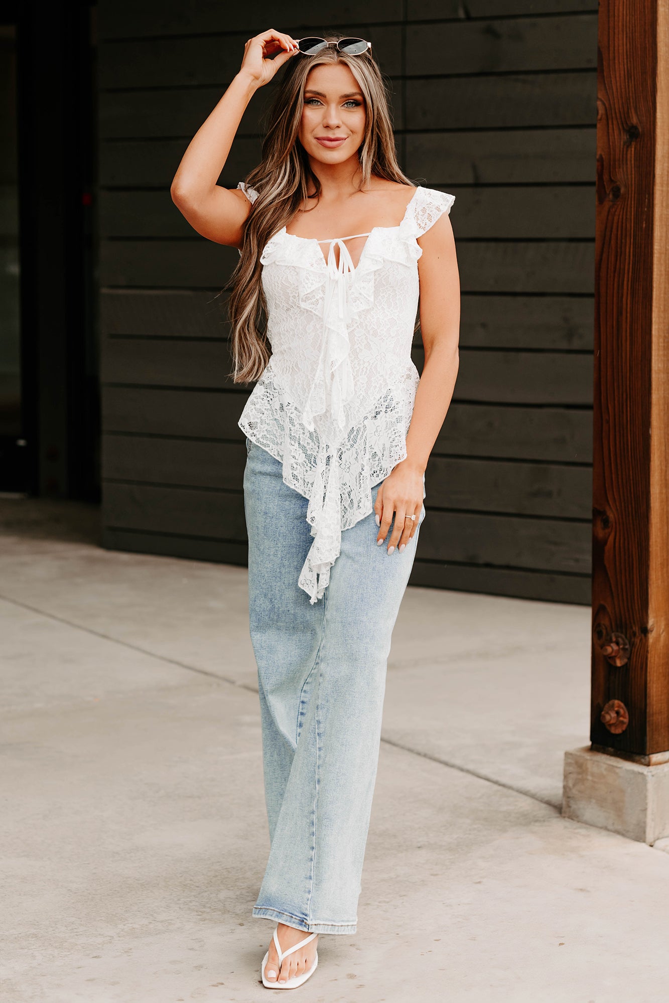 Soft Serenade Ruffle Lace Top (Off White) · NanaMacs