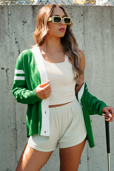 Master Of The Green Golf Sequins Cardigan (Green) - NanaMacs