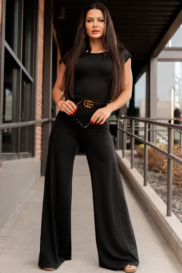 Staying Out Later Twist-Back Jumpsuit (Black) - NanaMacs