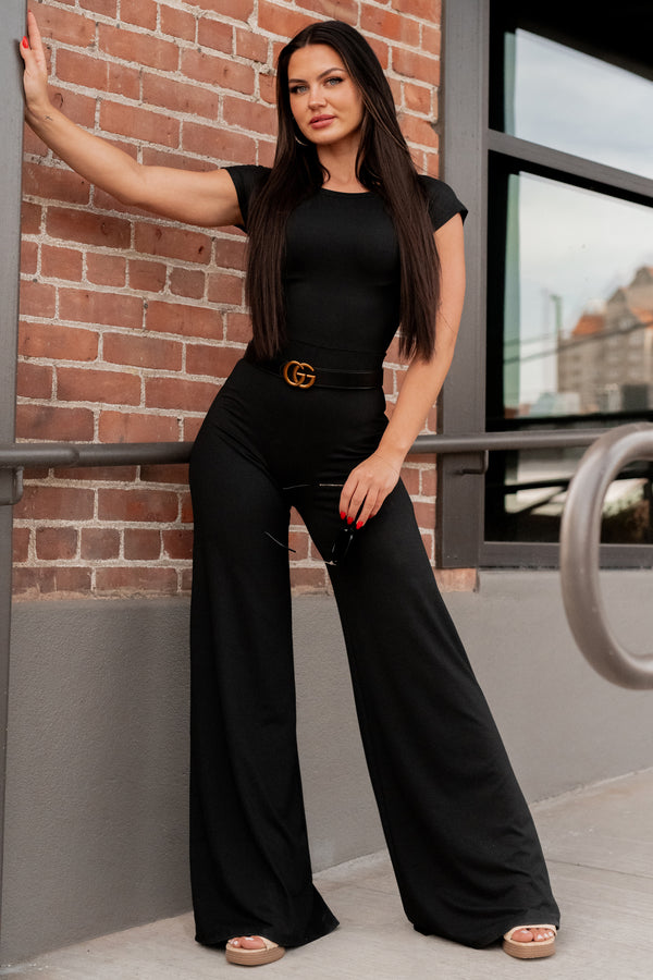 Staying Out Later Twist-Back Jumpsuit (Black) - NanaMacs