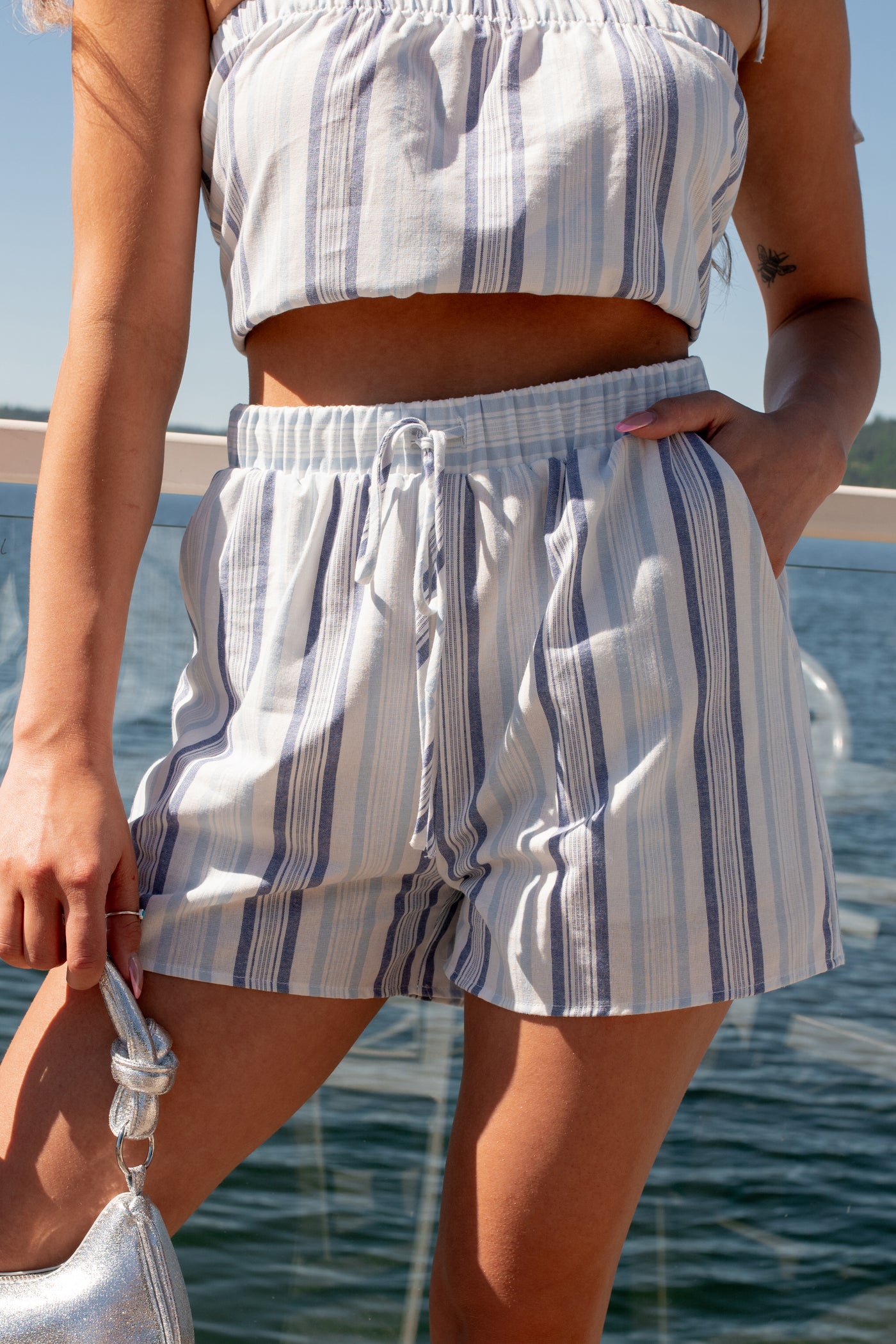 Stormy Seas Striped Shorts (Light Blue) - NanaMacs