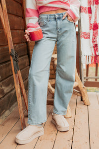 Brock High Rise Barrel Leg Kancan Jeans (Light) - NanaMacs