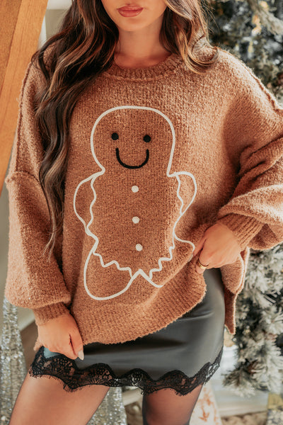 Holiday Cutie Gingerbread Man Sweater (Brown) - NanaMacs