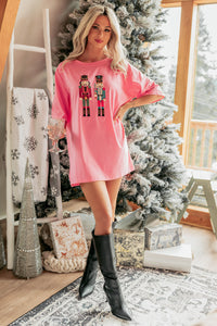 Little Soldiers Sequin Nutcracker T-Shirt Dress (Pink) - NanaMacs