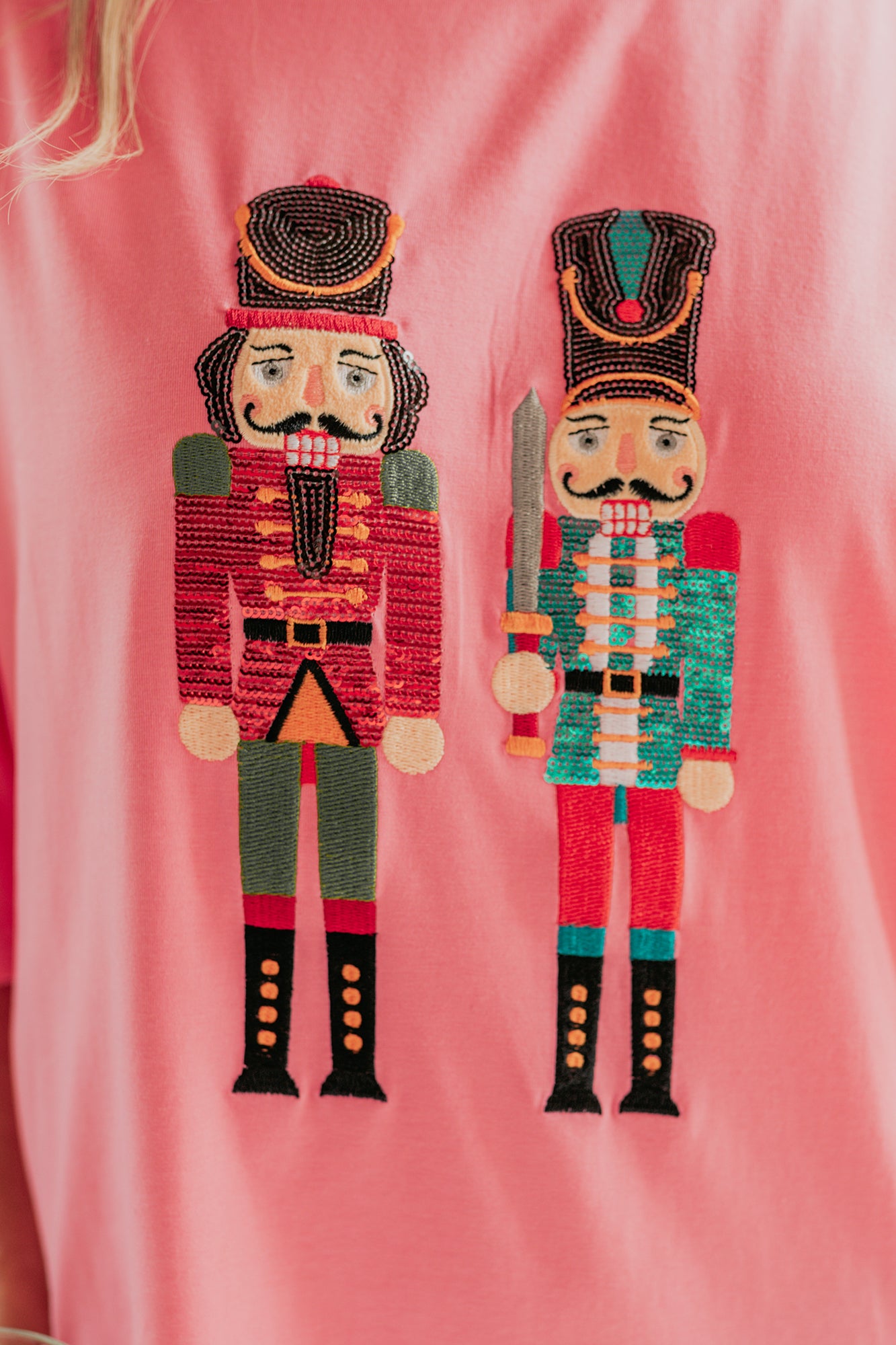 Little Soldiers Sequin Nutcracker T-Shirt Dress (Pink) - NanaMacs