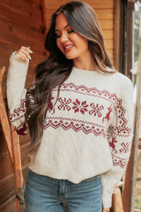 Excited For Snow Fair Isle Sweater (Ivory) - NanaMacs