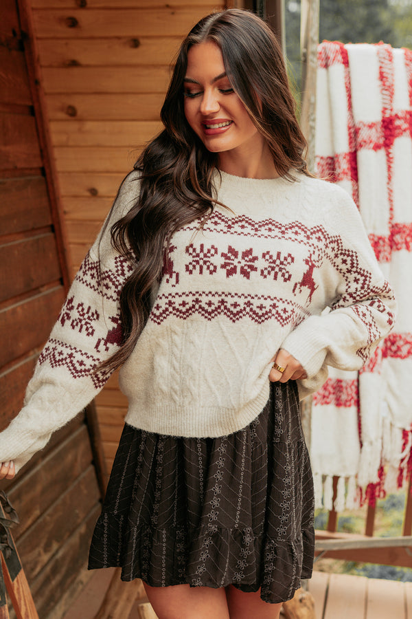 Excited For Snow Fair Isle Sweater (Ivory) - Ships by 11/12 - NanaMacs
