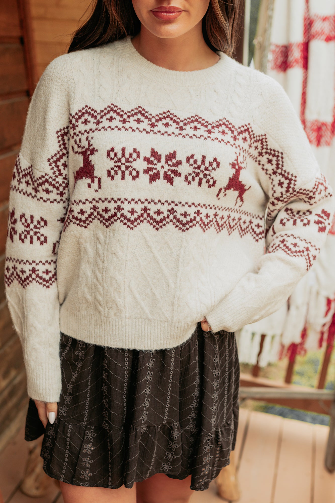 Excited For Snow Fair Isle Sweater (Ivory) - NanaMacs