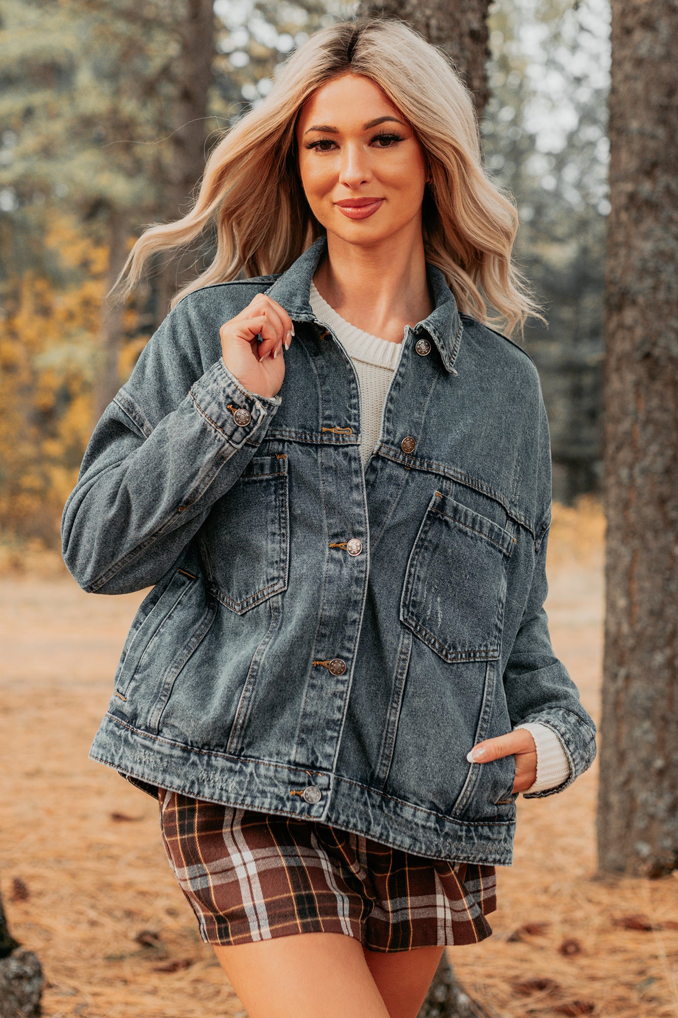 Backroad Wishes Washed Denim Jacket (Medium Wash) - NanaMacs