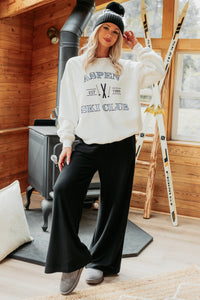 "Aspen Ski Club" Embroidered Sweatshirt (White) - NanaMacs