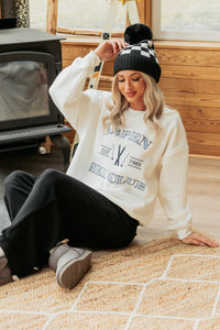 "Aspen Ski Club" Embroidered Sweatshirt (White) - NanaMacs