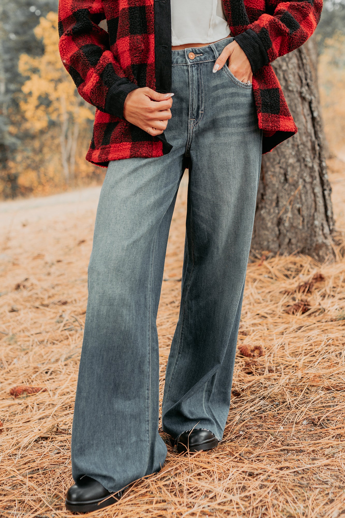 Holiday Hideaway Plaid Button-Up Sherpa Jacket (Red) - NanaMacs