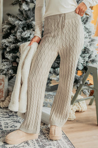 Taking To Heart Cable Knit Fore Pants (Taupe Grey) - NanaMacs