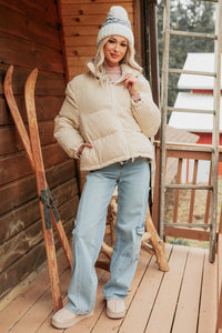 Purely Casual Corduroy Puffer Jacket (Cream) - NanaMacs