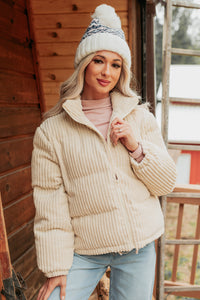 Purely Casual Corduroy Puffer Jacket (Cream) - NanaMacs