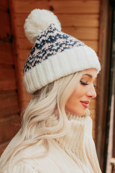 Garland Glances Pom Pom Winter Beanie (White) - NanaMacs