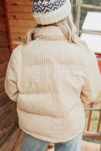 Purely Casual Corduroy Puffer Jacket (Cream) - NanaMacs