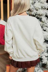 "Champagne" Fleece Lined Graphic Sweatshirt (White) - NanaMacs